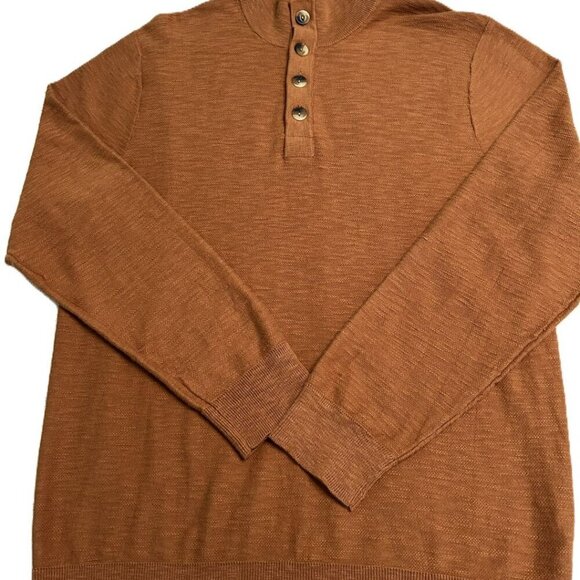 Alesbury Men's Long Sleeve Burnt Orange Riverside Mock Neck Cotton Top Large - Picture 3 of 12